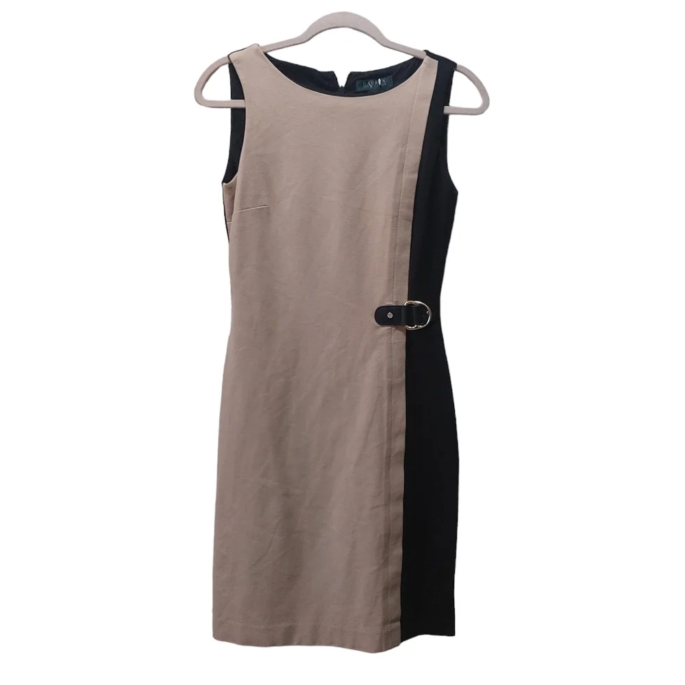 Lauren Ralph Lauren Beige and Black Midi Dress - Picture 2 of 7